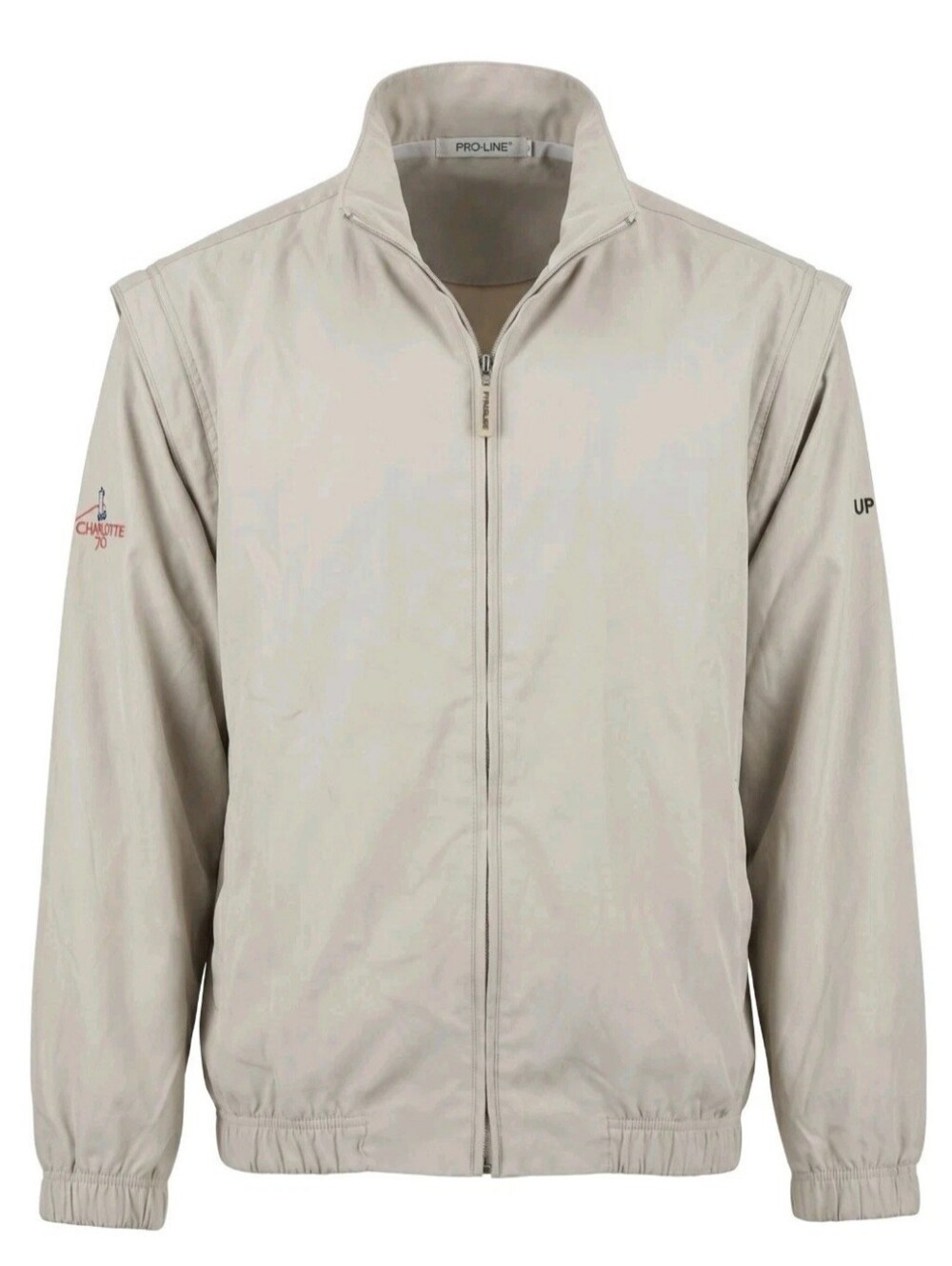 ProQuip Wind Shield Jacket Mens Large Tan Golf Vest Full Zip Champions Tour